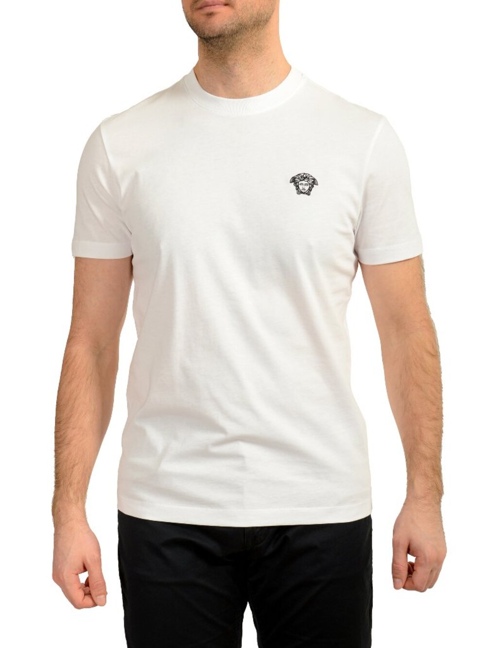 Versace Men's White Black Medusa Embroidery Short Sleeve T-Shirt US 3XL IT 58